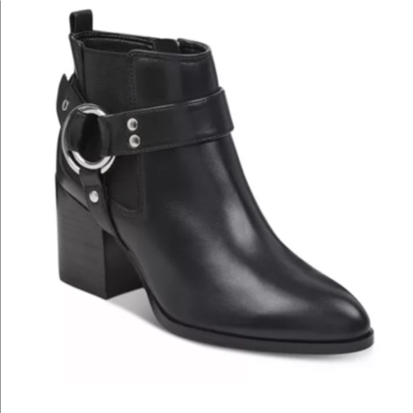 Marc Fisher Shoes - Marc Fisher Black View Booties with Silver Hardware and Side Zipper